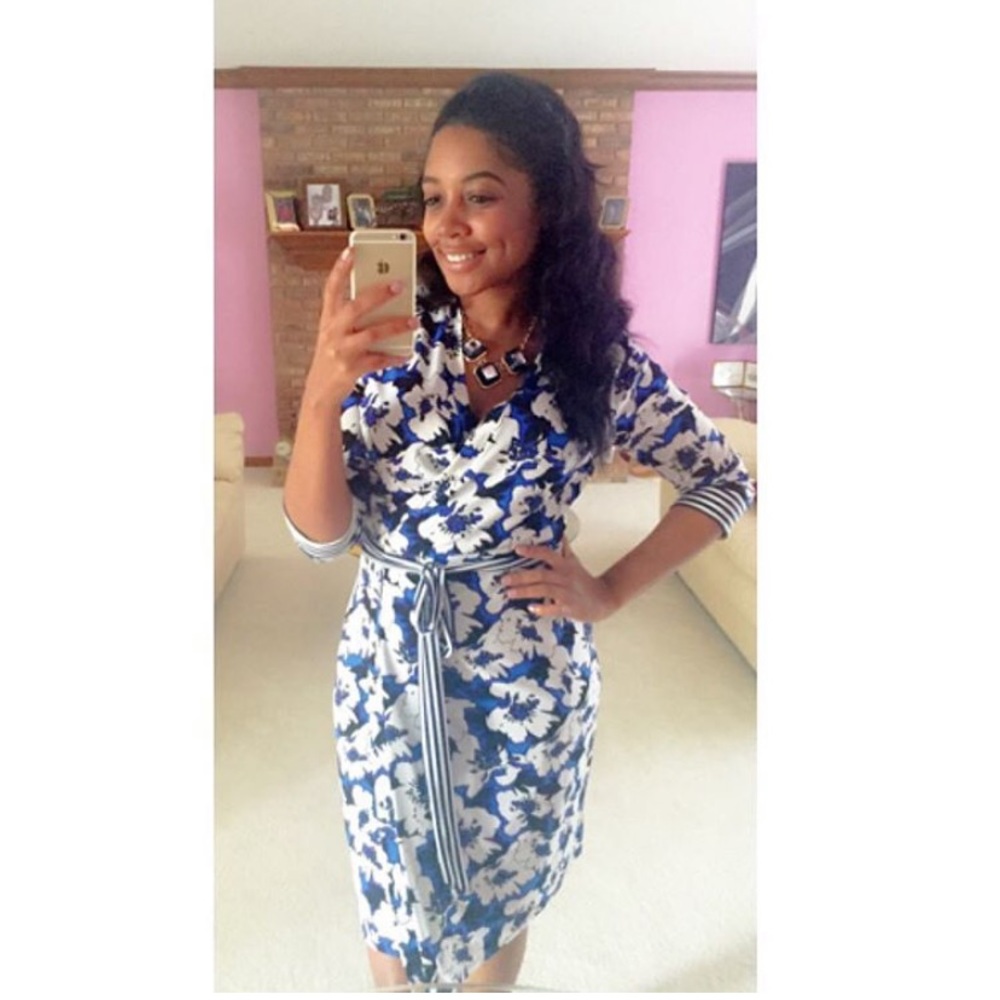 Blue Floral Wrap Dress